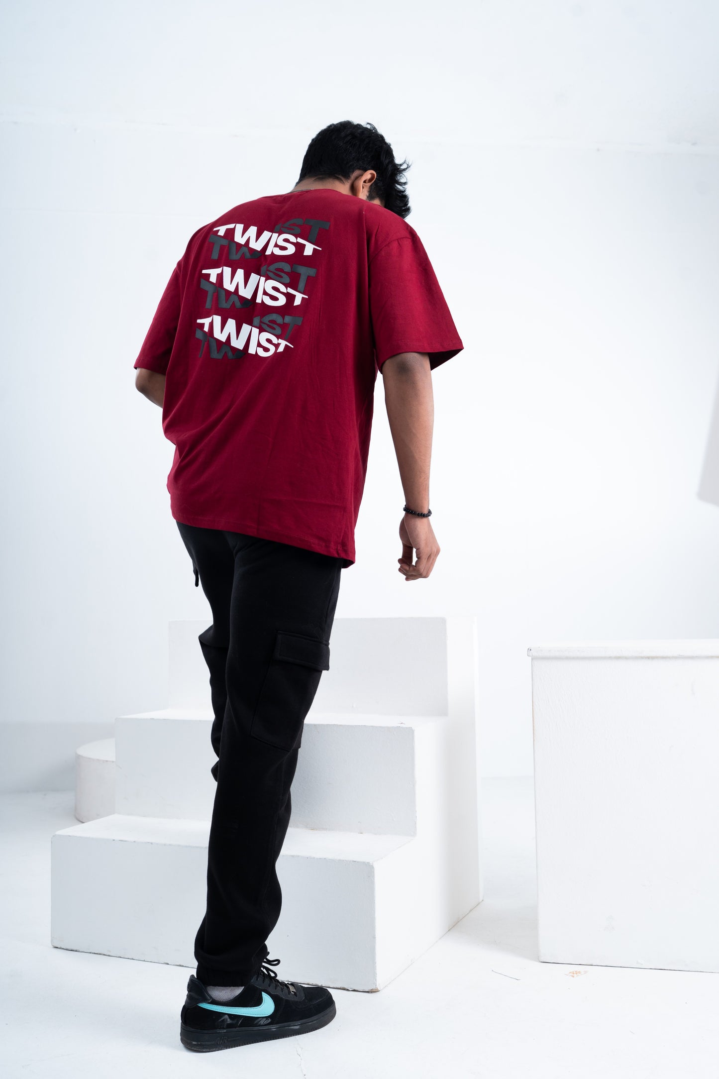 Maroon Drop Shoulder x Twist