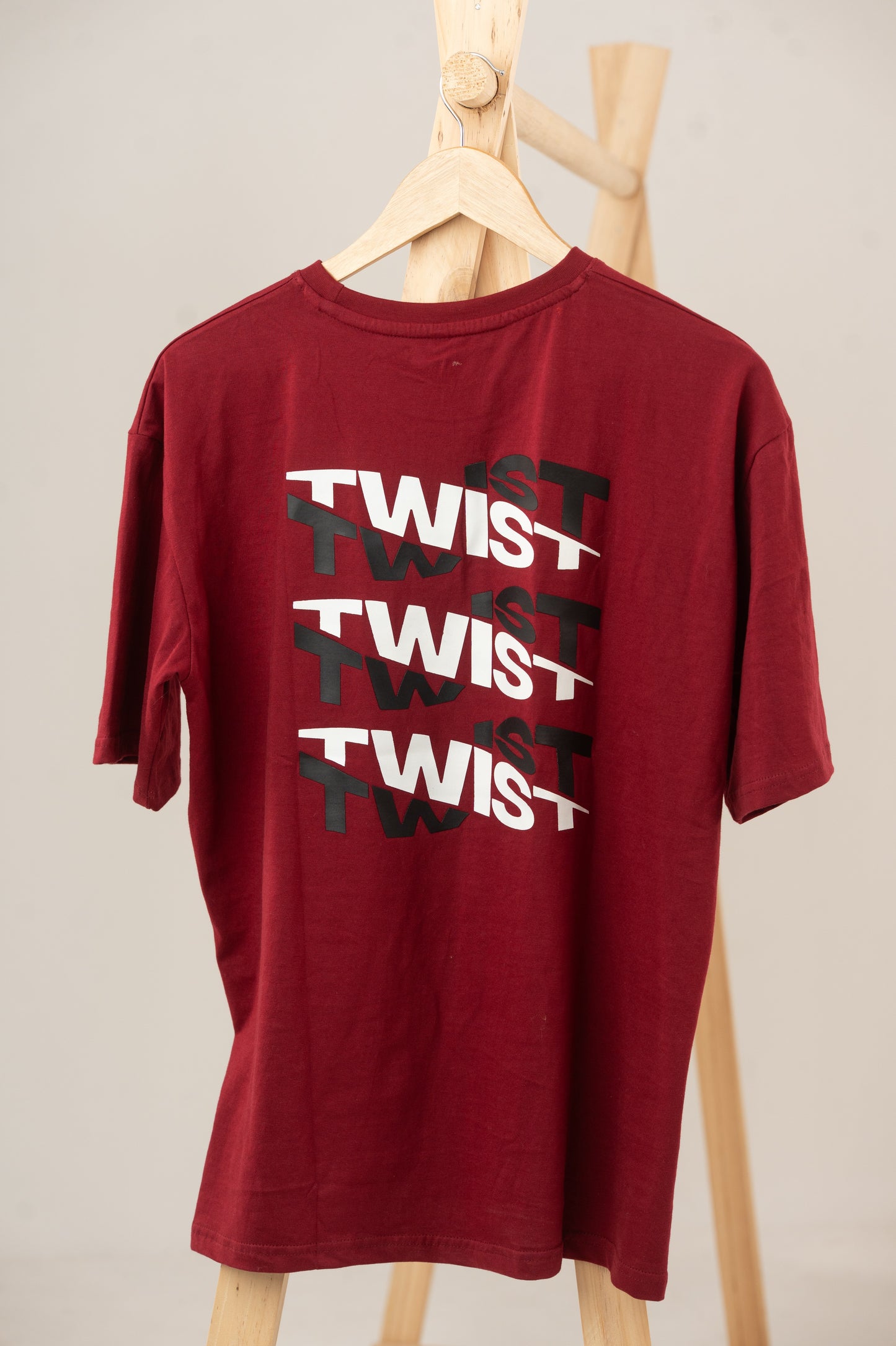 Maroon Drop Shoulder x Twist